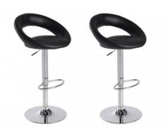 Lot de 2 tabourets de bar JEFF - Cuir noir