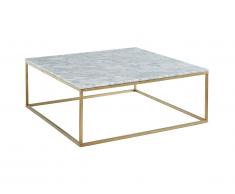 Table basse design ARETHA - Marbre et Métal - Blanc et Doré