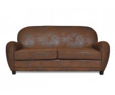 Canapé club 3 places convertible RICKY en microfibre aspect cuir vieilli