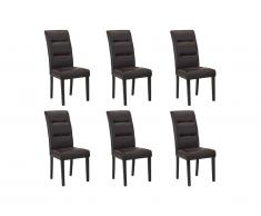 Lot de 6 chaises TADDEO - Synderme chocolat - Pieds bois
