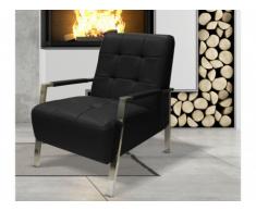 Fauteuil capitonné en cuir de buffle BASILDON - Noir