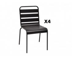 Lot de 4 chaises de jardin ARLINDA en métal - Noir
