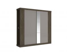 Armoire ADALRIK II - 2 portes coulissantes - Avec miroir - L231cm - Marron et taupe