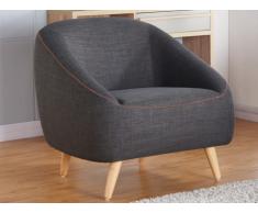 Fauteuil en tissu TINKA - Anthracite et coutures oranges