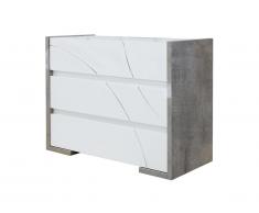Commode URAM - 3 tiroirs - Coloris : blanc et béton laqué