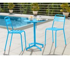 Salle à manger de jardin LUXEMBOURG : une petite table et 2 chaises - Turquoise
