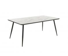 Table à manger VALANCIA - 8 couverts - MDF Mélaminé et Métal - Effet Marbre