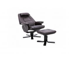 Fauteuil de relaxation et son repose pieds en synderme ETERNITY II - Marron