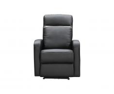 Fauteuil relax électrique en cuir ABERDEEN - Noir et bande anthracite