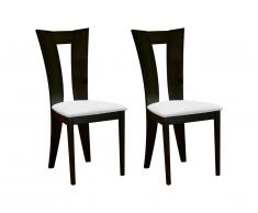 Lot de 2 chaises TIFFANY - Hêtre massif - Coloris : Wengé et blanc