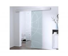 Porte coulissante en applique HEIDI - H205 x L93 cm - Verre trempé