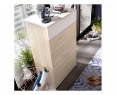 Chiffonnier ODET - 5 tiroirs - Blanc et chêne