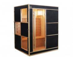 Sauna Traditionnel Finlandais 3/4 places LAHTI - L150*P130*H190 cm - Noir