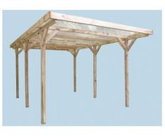 Carport ATLAS en bois traité classe III - surface 15,56m² - épaisseur 19mm - toit en polycarbonate