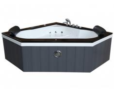 SOLDES - Baignoire balnéo d'angle IKARIA - 2 places - 350L - 160*160*H60cm - coloris gris
