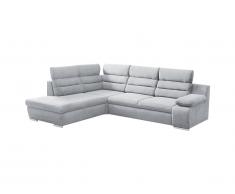 Canapé d'angle convertible en tissu PYLOS - Gris - Angle gauche