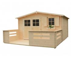 SOLDES - Abri de jardin chalet en bois NATSU Surface 13.1m² + terrasse 8.5m² - ép.28mm