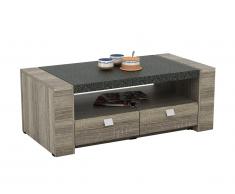 Table basse METEORITE - 2 tiroirs - MDF plateau effet granite