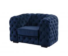 Fauteuil chesterfield STANLEY - Velours bleu nuit