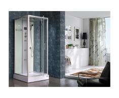 Cabine de douche hydromassante ANJA - 30 microjets de massage - Radio - L90xP90xH215 cm - Pluie tropicale et douchette