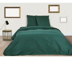 Parure de lit BEAUREGARD en satin - housse de couette 220x240cm + 2 taies d'oreiller 65x65 cm - Vert