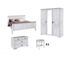 Chambre complète adulte lit 160 x 200 cm - 5 produits - Finition chêne blanchi - MAELIS
