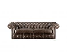 Canapé 3 places chesterfield CLOTAIRE 100% cuir vieilli