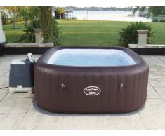 Spa gonflable carré 6 personnes à leds B-SHINE - L201 x l201 cm 140 buses d'air, 8 hydrojets