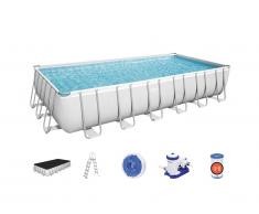 Piscine tubulaire rectangulaire MINDORO de BESTWAY avec bâche - L640 x l274 x h132 cm