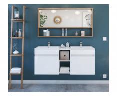 Ensemble KAHI - Meuble de salle de bain double vasque - Blanc laqué