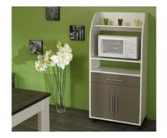 Buffet de cuisine COLEEN - 2 portes, 1 tiroir - Blanc et taupe
