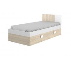 Lit gigogne SONIA - 2 x 90 x 190 cm - Coloris : Chêne et blanc