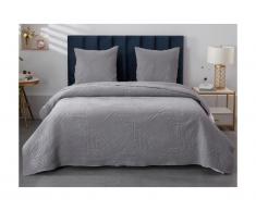 Couvre lit matelassé 230x250 cm + 2 taies d'oreillers 65x65cm HUEZ - Polyester - gris