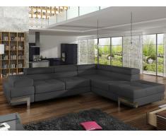 Canapé d'angle convertible en simili DAMIEN - Gris - Angle droit