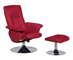 Fauteuil de relaxation et son repose pieds MIMOSA en microfibre - Rouge