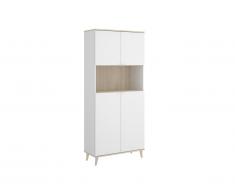 Buffet de cuisine WAJDI - 4 portes et 1 niche - Blanc et chêne