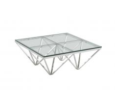 Table basse MELKIOR - Verre trempé & acier inoxydable