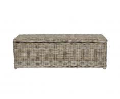 Coffre de rangement en kubu GAO - L130 x P45 x H44 cm - Gris naturel