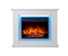 Cheminée électrique à poser NEVADO - avec manteau - LEDs - L100 x P27,5 x H82,5cm - Blanche