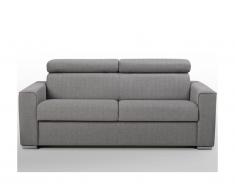 Canapé 3 places rapido convertible express en tissu VIZIR - Gris - Couchage 140 cm - Matelas 14cm
