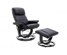Fauteuil massant JULIO II en cuir - Noir