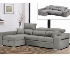 Canapé d'angle en tissu LUSALI avec assise coulissante - Gris clair - Angle gauche