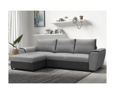 Canapé d'angle convertible et réversible en tissu et simili INNA - Gris clair et anthracite