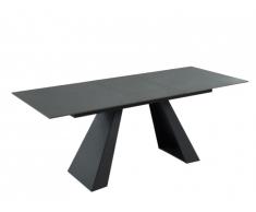 Table à manger extensible TOUMANA - 6 à 8 couverts - Verre trempé et Métal - Anthracite