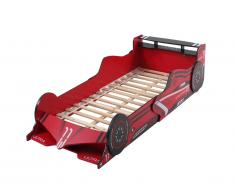 Lit voiture FORMULE 1 - 90x190cm - MDF rouge - LEDs