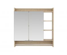 Armoire murale de salle de bain avec miroir et porte-serviette - AVAZU - Chêne