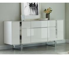 Buffet PETILLANTE - 3 portes & 1 tiroir - MDF & métal chromé - Blanc laqué