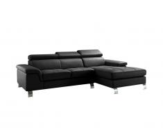 Canapé d'angle cuir MISHIMA - Noir - Angle droit