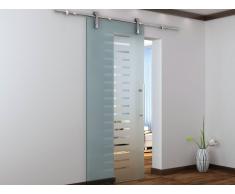 Porte coulissante en applique ABELIA - H205 x L83 cm - Verre trempé