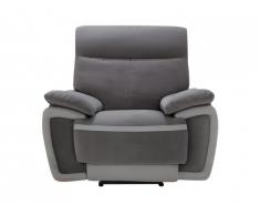 Fauteuil relax électrique METTI en velours - Gris et bandes gris clair